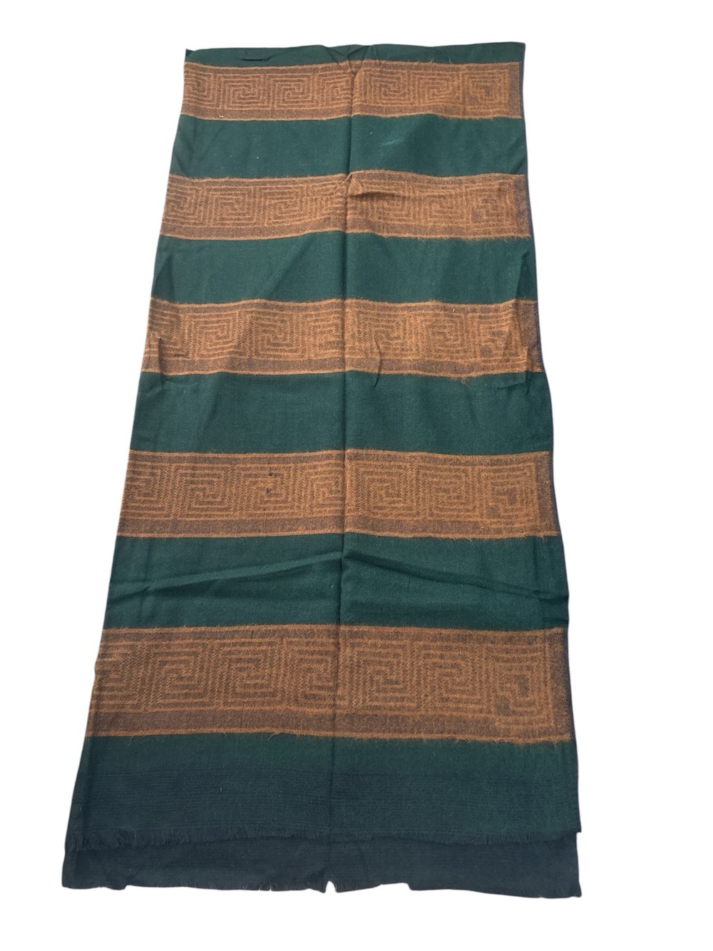 Striped Green and Brown Knit shawl